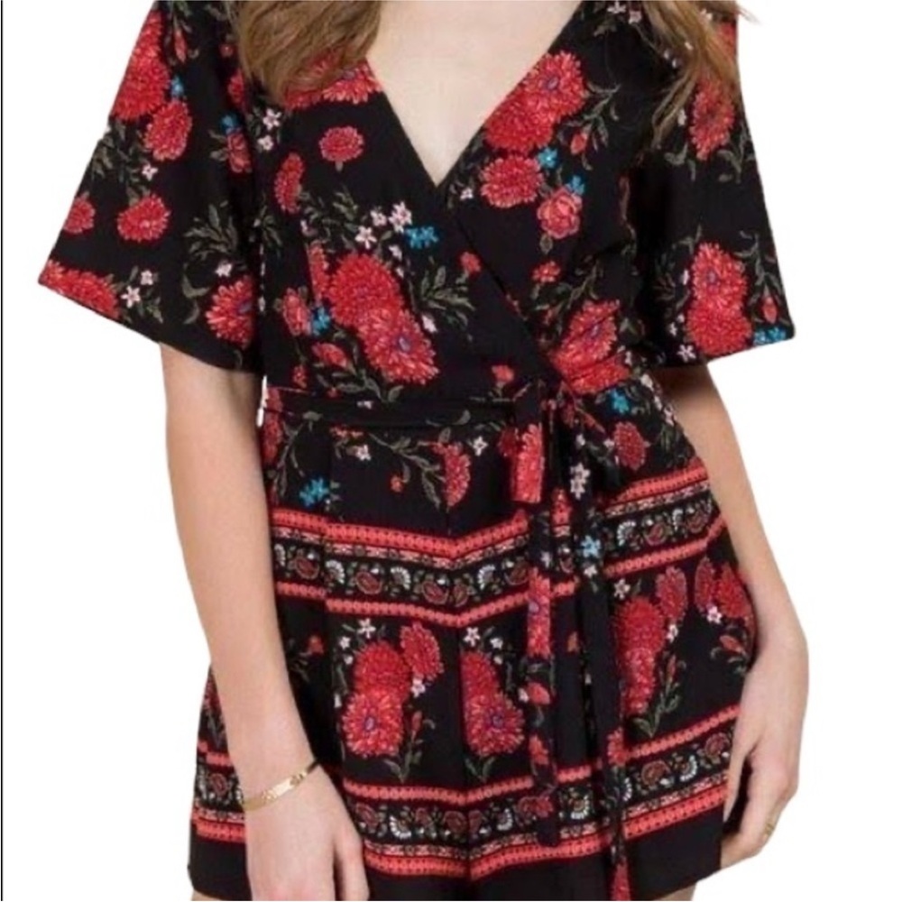 Floral Black Romper